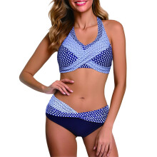 Boho bikini set voor dames, bedrukte top en broekje met hoge taille.