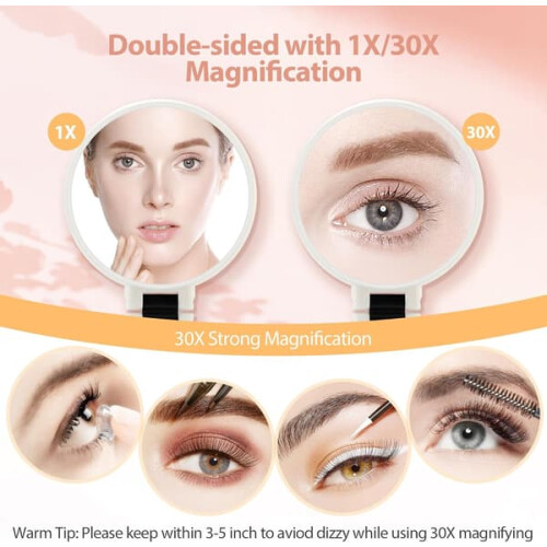 Stand Magnifying Mirror 30x/1x 360 Adjustable White 1