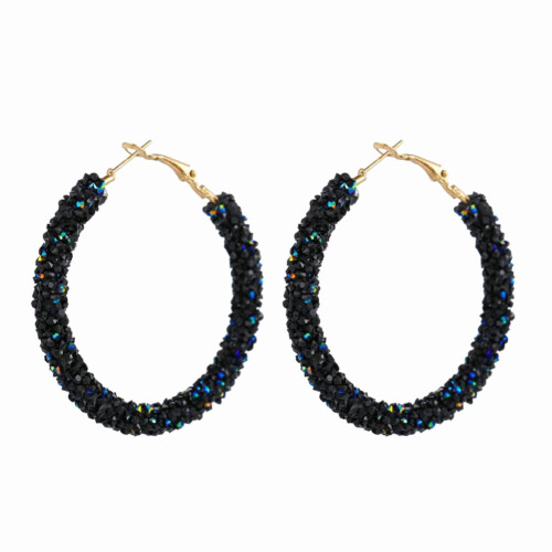 Orecchini a cerchio da donna con strass, in lega, multicolore