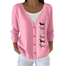 Cardigan da donna a coste, maniche lunghe, aperto