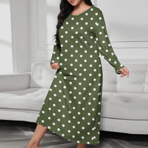 Camicia da notte lunga da donna, vestibilità ampia e casual, maniche lunghe