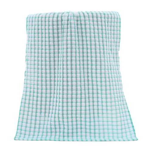 Set di 3 strofinacci da cucina in cotone a quadri, assorbenti, verdi.