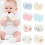 Babyset med repfria vantar och handskar, rosa 1