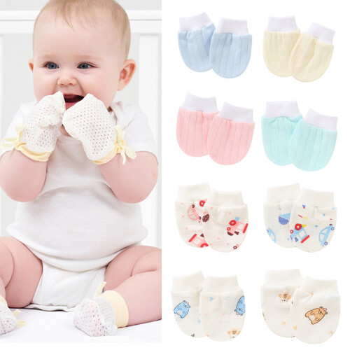 Babyset med repfria vantar och handskar, rosa