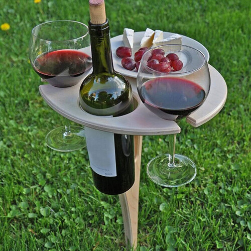 Wooden wine picnic table portable storage rack