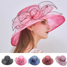 Chapéu feminino de organza para o Kentucky Derby com flor removível.