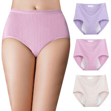 Calcinhas menstruais femininas de algodão com cintura alta (pacote com 3)