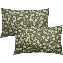 Capas de almofada verde-oliva com estampa floral vintage (2 peças)
