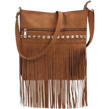 Női művelúr crossbody táska rojtokkal és bojtokkal