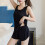 Conjunto de pijama feminino sem mangas com bojo e shorts. 1