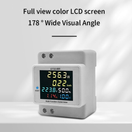 Voltmetro e amperometro 100A con display LCD e monitoraggio di watt e kWh.