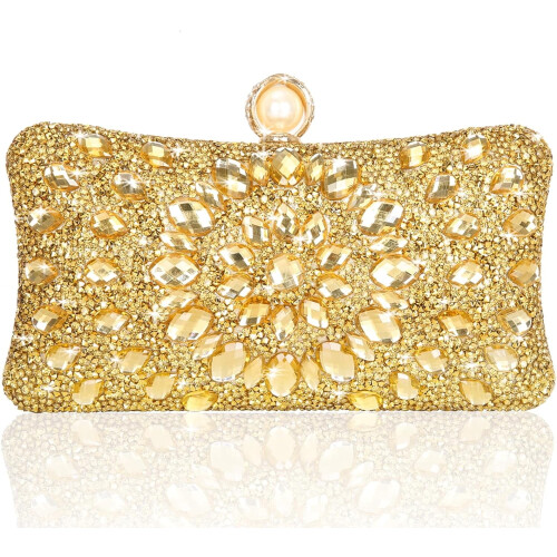 Dame clutch med glitrende strass-mønster