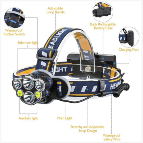 LED headlamp super bright rechargeable 6-LED 12000LM 8 modes 1