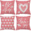 Capas de Almofada para o Dia dos Namorados em Veludo com Corações Rosa, 56x56 cm (22x22 polegadas) 1