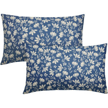 Conjunto de 2 capas de almofada vintage com estampa floral, 45x45cm (18x18 polegadas), em linho.
