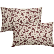 Conjunto de 2 capas de almofada florais em linho, 45x45 cm (18x18 polegadas).