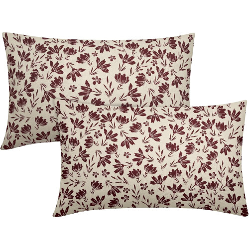 Conjunto de 2 capas de almofada florais em linho, 45x45 cm (18x18 polegadas).