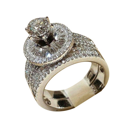 Set van 2 statement ringen voor dames met zirkonia.