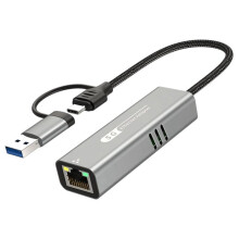 Adaptador de Tarjeta de Red Cableada USB 3.0+Tipo-C A 5G Adaptador de Red de 1000 Mbps Puerto de Red RJ45 para Computadora Portátil Win10/11/ OS