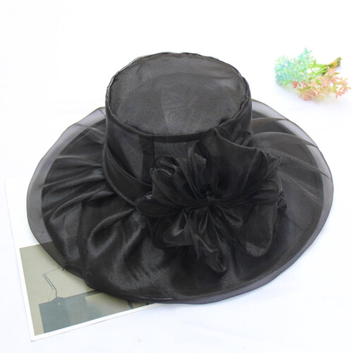 Damhatt i organza med spetsblomma, vikbar 2