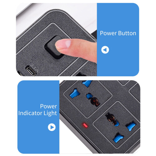 Multipresa con protezione da sovratensione, 6 prese CA e 3 porte USB. 2