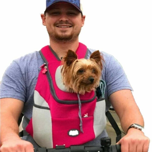 Pet Dog Carrier Backpack Mesh Front Carry Pink S 2