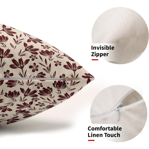 Conjunto de 2 capas de almofada florais em linho, 45x45 cm (18x18 polegadas). 2