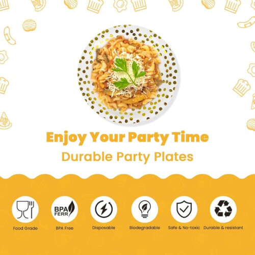 Paper Plates 7-inch White and Gold 50-Pack 1