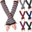 Women's striped fingerless arm warmers black deep grey 2