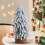 Flocked tabletop Christmas tree set with wood base 3-pack 3