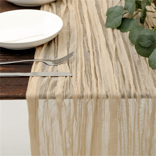 Cheesecloth Table Runner Beige 90x180 cm 1