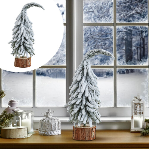 Flocked Tabletop Christmas Tree Set Wood Base 3pcs 1