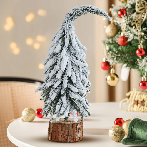 Flocked Tabletop Christmas Tree Set Wood Base 3pcs 2