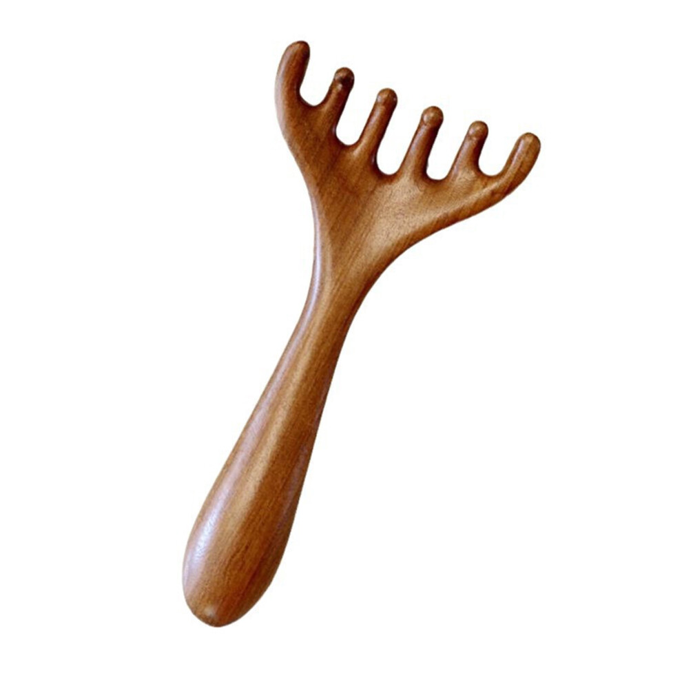 Six-Claw Meridian Massage Comb Sandalwood Long Handle