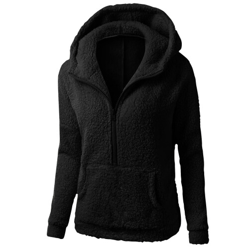 Damesjas van zacht fleece met halve ritssluiting