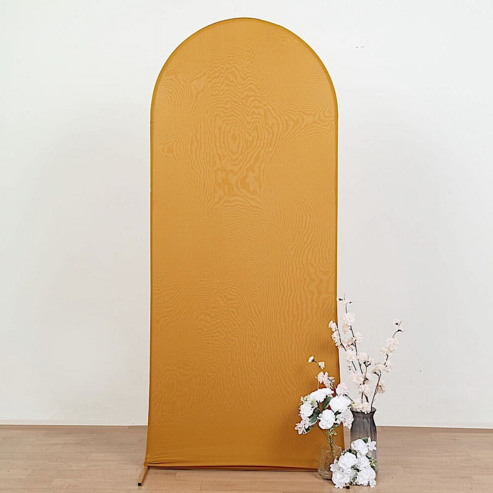 Matte Spandex Round Top Wedding Arch Cover 6 Ft Gold 938499040095