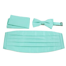 Men's formal satin cummerbund set with pre-tied bowtie and