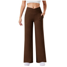 Damen-Yogahose mit hohem Bund, einfarbig, mit Taschen, Größen S-2XL