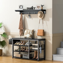 Entryway Shoe Bench with Storage Black