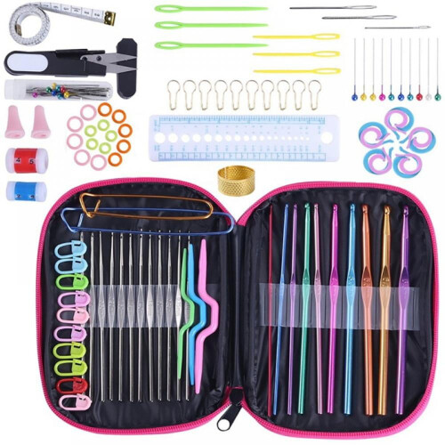 Aluminum Crochet Hooks Kit 100 pcs