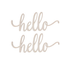 Cartello decorativo in legno "Hello" per la casa, decorazione da parete (2 pezzi)