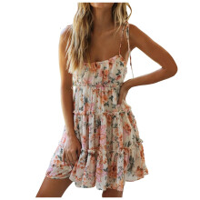 Women's flowy A-line graduation mini dress orange XL
