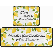 Lemon Kitchen Rug Set Non-Slip Waterproof 2 pcs