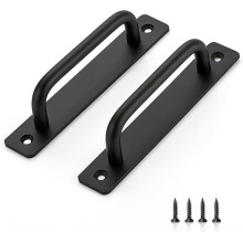Poignées de porte de grange noires en alliage de zinc, lot de 2, entraxe de 12,7 cm (5 pouces).