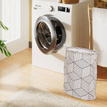 Panier de rangement pliable en tissu noir en coton, grand modèle