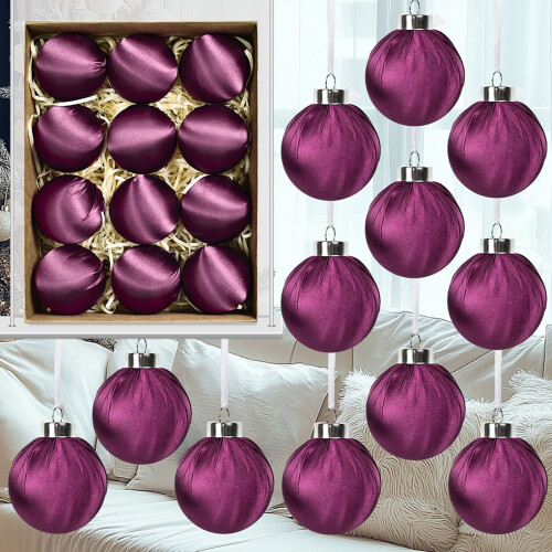 Christmas Tree Ornaments Velvet Yellow 6cm 12-Pack 2