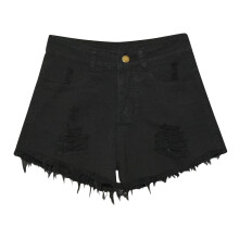 Schwarze Damen-Jeansshorts aus Stretch-Denim mit Taschen