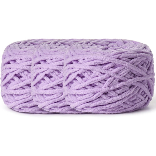 Flauschiges Chenillegarn, Armeegrün, 100 g, 3 Stück