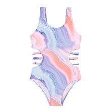 Traje de baño de una pieza con protección solar para niñas, talla 7-8 años.