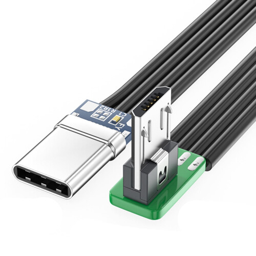 Cabo de dados MicroUSB para USB-C com ângulo de 90 graus
